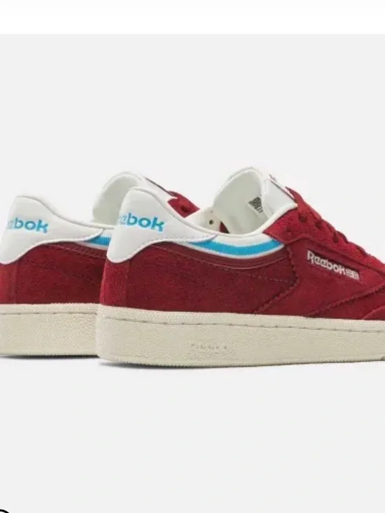 Reebok Classics Club C 85 Trainers Sneakers Hairy Suede Low-Top Sneakers Red 9 - Picture 6 of 15